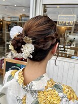 クオリア(Quaria)&nbsp;仙台/多賀城/浴衣祭りヘアセット／ヘアアレンジ／サイドシニヨン