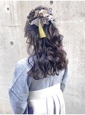 卒業式ハーフアップ