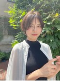 ♪小顔ショートボブカラー大人ショートボブひし形ショートカット