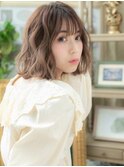 細めハイライトくすみベージュ小顔ボブパーマh3上尾20代30代40代