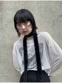 ◎ミニボブウルフカットワイドバングブルーブラック