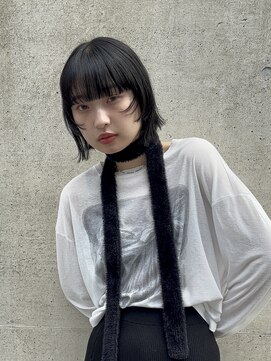 メゾンアクア 表参道(Maison ACQUA) ◎ミニボブウルフカットワイドバングブルーブラック