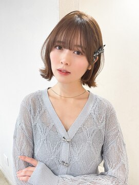 レア 表参道(L'ea) ホワイトグレージュミニウルフデジタルパーマチェリーブラウン