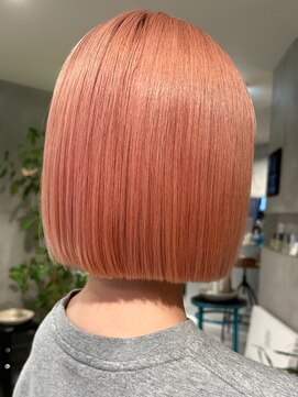 ハウ 心斎橋(how) 大人ショートボブ×ボブ×アプリコットオレンジ×切りっぱなし