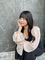 アム 表参道(am)&nbsp;小顔薄めバンググレージュレイヤーロング前髪パーマ黒髪