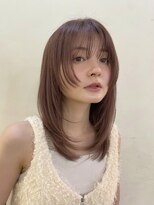 ガーデン 渋谷(GARDEN)&nbsp;ミディアム　顔まわりカット　似合わせ　ピンクベージュ　暖色