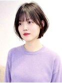 ショートボブ髪型20代30代40代ダークアッシュ前髪ありレイヤー