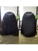 20代30代40代髪質改善サラ艶ミディアムストレート×黒髪暗髪