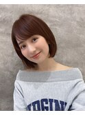 前髪あり大人ボブ/斜めバング　