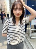 顔まわりレイヤー　ミディアムヘア　20代30代