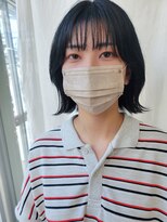 ツイギー 歩行町店(TWiGGY)&nbsp;ネイビー　前髪あり外ハネボブ　ショートボブ