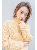 グレージュカラーシルキーべージュ、デザインカラー斜めバング