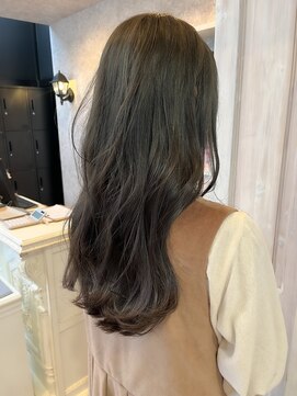 キャアリー(Caary) 福山人気透明感グレージュブリーチなし巻き髪ロングヘア韓国風夏