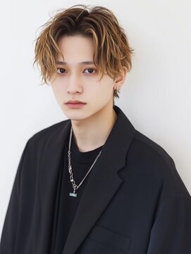 ヘアーサロン フォーメン イデア(hair salon for Men idea) センターパート マッシュ ブリーチ ハイライト 20代【札幌】