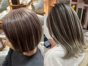 レーヴバイフィガロ(REVE by FIGARO)の写真/白髪をしっかりカバーしながら、透明感やツヤ感をプラス☆ダメージを最小限に抑えた施術でツヤ髪に♪