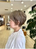 大人のショートボブ＋明るい白髪カバー/グラデーションボブ#9
