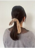 大きめアクセサリーが可愛い☆ひとつ結びアレンジ