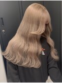 11596ミルクティーベージュ姫カットレイヤー韓国くすみベージュ