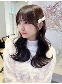 前髪カット美髪韓国ヘア顔周りレイヤーロング_ba539581