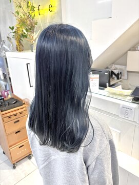 ネオリーブカフ 鶴ヶ峰店(Neolive caff) ダブルカラー　ネイビーブルー　艶カラー　韓国風