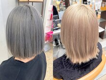 ペールトーン/ホワイトカラーにしたい方はブリーチ2回で♪ケアプリーチでダメージレスに◎