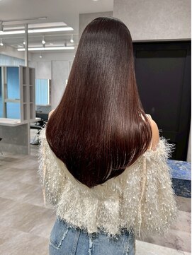 サラツヤロングベージュカラーブリーチしない透明感カラー