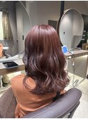 ブリーチなし◎大人可愛いピンクレッドカラー