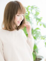 プリモア サロン ハナレ 綾瀬(primoA salon HANARE)&nbsp;綾瀬/髪質改善/ラウンドバング×ミルクティーベージュ!セミディn