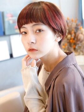 ハーバーズ バイ エムスラッシュ 鎌倉由比ヶ浜(Harbors by M.SLASH) HARBORS鎌倉/アッシュピンク/ぱっつん前髪/マッシュショートi