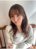 大人かわいいくびレイヤー/ピンクベージュ/小顔シースルー前髪