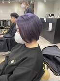姫カットシアーカラーペールラベンダーショートボブ美髪所沢練馬