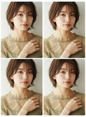 大人シースルーバング/オリーブベージュ/ショートボブ