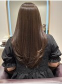 レイヤーカット ブラウンベージュ 髪質改善トリートメント 艶髪