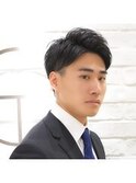 メンズビジネスショート爽やかアップバング理容眉毛カット顔剃り