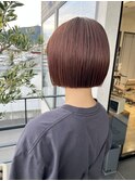 切りっぱなしボブ×ピンクブラウン
