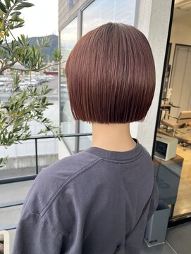 オリガミ 北佐古(ORIGAMI) 切りっぱなしボブ×ピンクブラウン