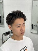 アップバングスキンフェードサイドパート韓国マッシュ