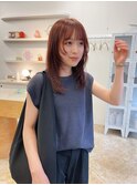 レイヤーカット＋チェリーブラウン