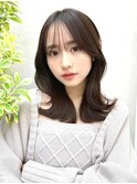 20代30代40代◎前髪パーマ韓国風巻きくすみベージュお団子ヘア