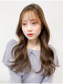 くびれヘアアプリコットオレンジ夏ヘアハイライトカラー