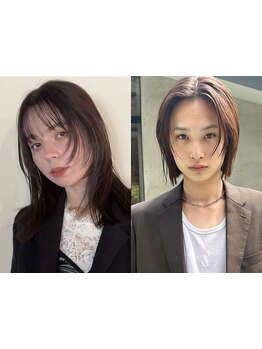 メンズボブ・レイヤーカットのデザインに合わせて地毛風ストレートを実現＊真っ直ぐすぎない自然な質感に◎