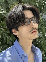 フィフス(fifth) 原宿毛流れニュアンスパーマビジネスセンターパートカット黒髪