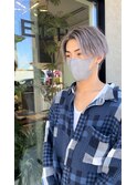 センターパート ブリーチカラー メンズ 波打ちセット スパイラル