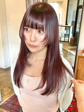 ヘアーアイスカルテット(HAIR ICI QUARTET) 20代30代ダブルカラーボルドーピンクレッド顔周りレイヤー