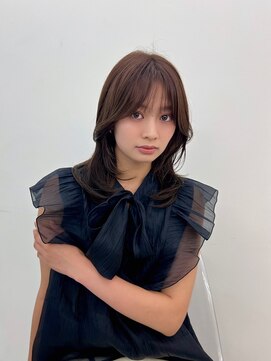 ノク 渋谷(nok) 大人っぽ韓国オリーブカラーベージュ前髪顔まわりレイヤー