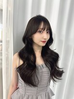 ハピネス 梅田茶屋町店(HAPPINESS)&nbsp;韓国ヘアロングレイヤー/顔まわりカット/ブリーチなしグレージュ