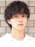 波巻きパーマメンズツイストスパイラルパーマツーブロックウルフ