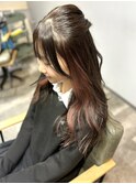 冬のイメチェンピンクベージュ/イヤリングカラー/ロング