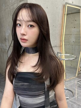 サイン 渋谷(SIGN) 韓国ヘア○ザクザクレイヤーカット暗髪10代20代ブリーチ無し渋谷