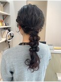 アレンジ　艶髪　髪質改善　ヘアセット　編みおろし　顔まわり